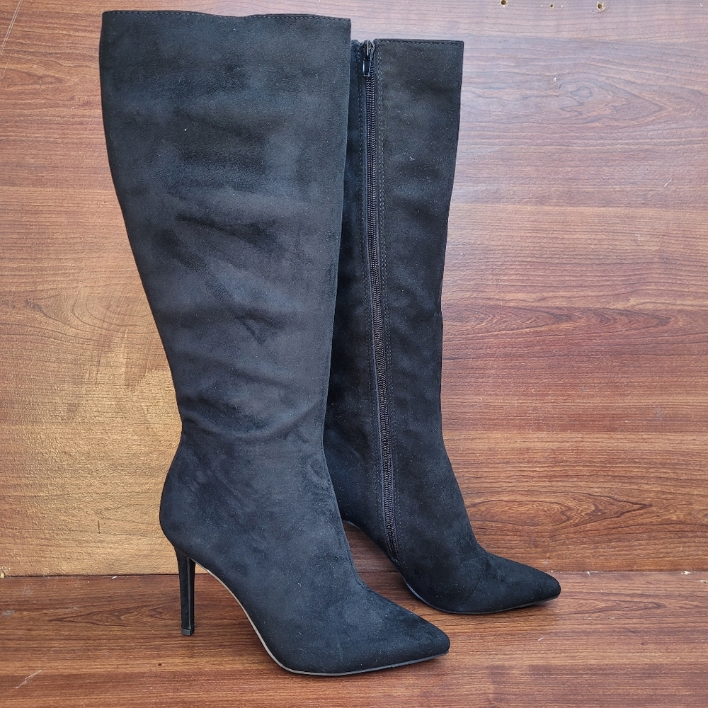 Thalia Sodi Women's Pointed Toe Stiletto Heel Knee High Suede Boots Size 7.5